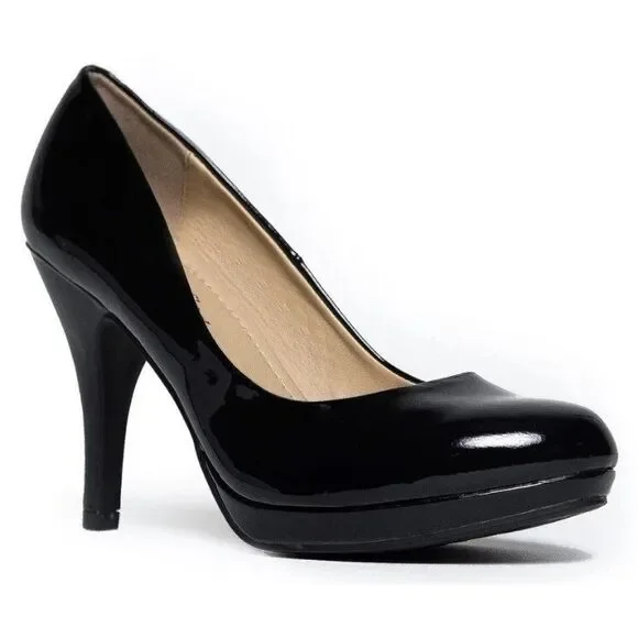 Women's Marco Republic Rome Black Faux Patent Leather Shoes Size 9